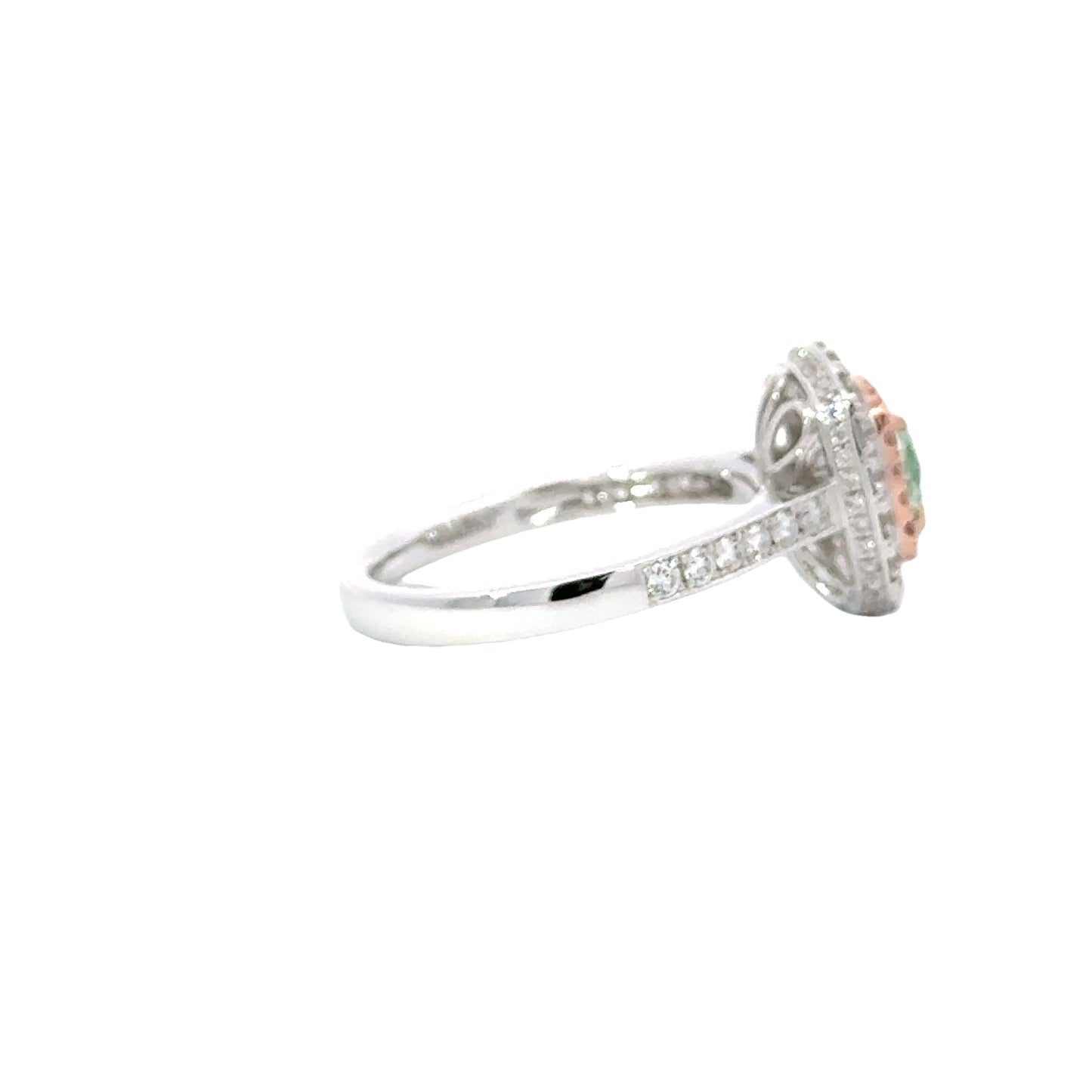 Cushion Green Diamond Ring - C14898