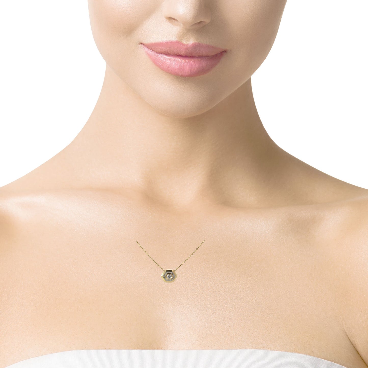 Elegant Hexagonal Pendant Necklace - C16138