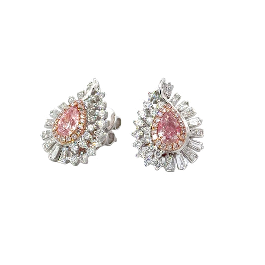 Elegant Pink Diamond Earrings - C14904