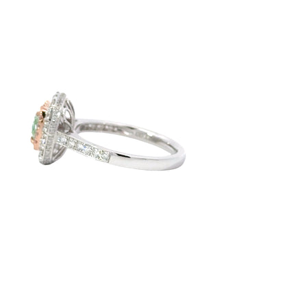 Cushion Green Diamond Ring - C14898