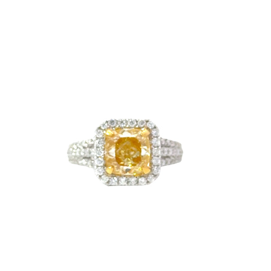 Elegant Yellow Diamond Ring - C15651