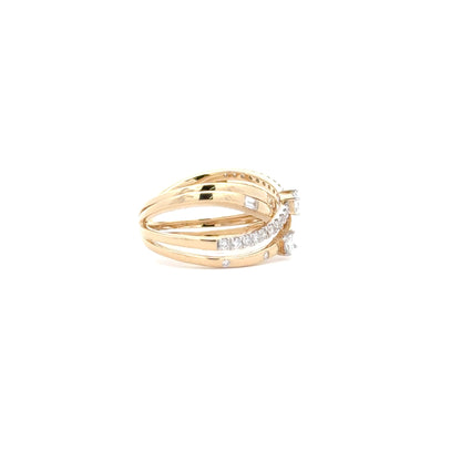 Cross-Design Gold & Diamond Ring - C15987