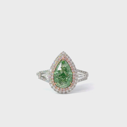 Teardrop Green Diamond Ring - C14896