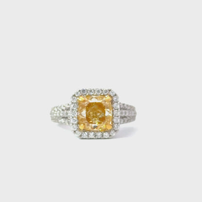 Elegant Yellow Diamond Ring - C15651